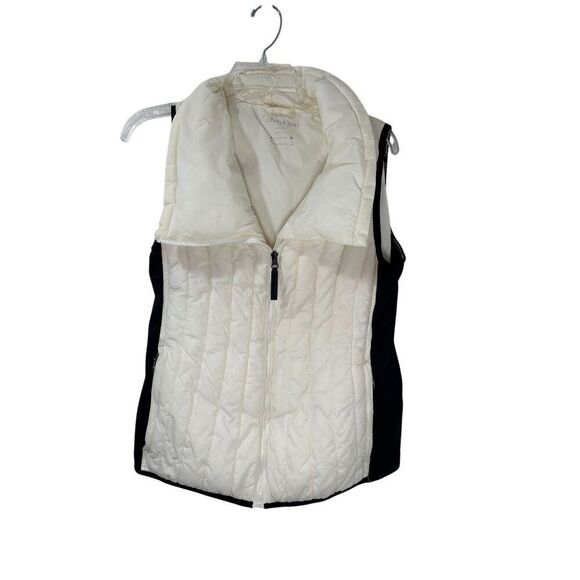 Calvin Klein Performance women’s cream black puffer vest size Medium #39-1859 - Picture 1 of 7